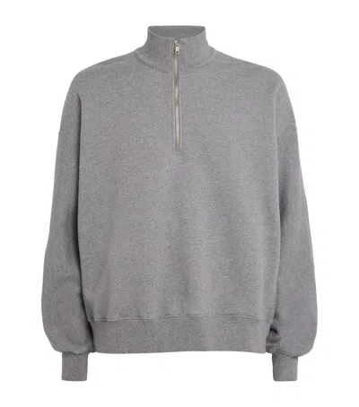 Agolde Cotton Quarter-zip Idris Sweatshirt In Gray