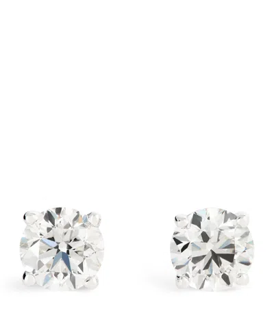 Harrods White Gold And Diamond Stud Earrings In White