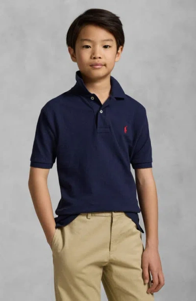Polo Ralph Lauren Kids' Solid Cotton Piqué Knit Polo In Blue