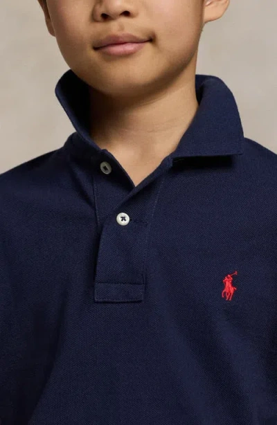 Polo Ralph Lauren Kids' Solid Cotton Piqué Knit Polo In Blue
