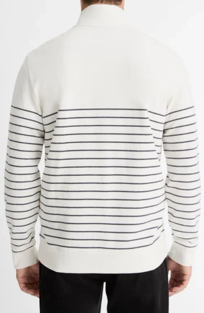Vince Stripe Sueded Quarter-zip Top In Neutral