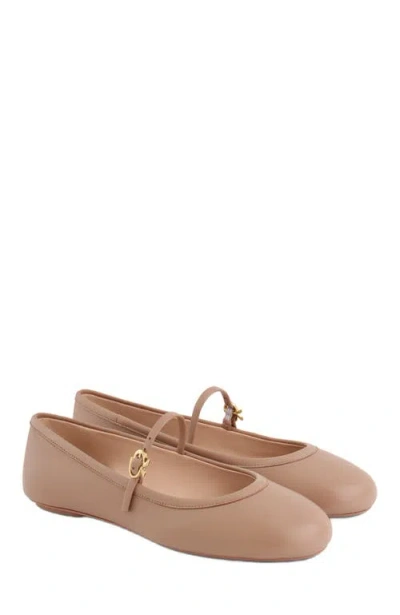 Gianvito Rossi Carla Nappa Leather Ballet Flats In Beige