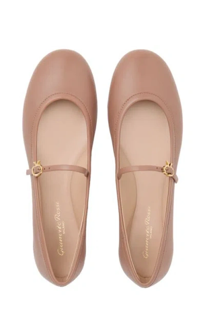 Gianvito Rossi Carla Nappa Leather Ballet Flats In Beige