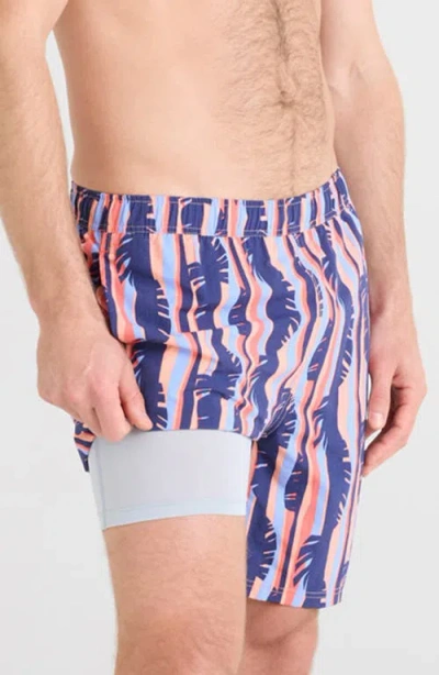 Saxx Go Coastal 2-in-1 Volley 7-inch Swim Trunks In Multi