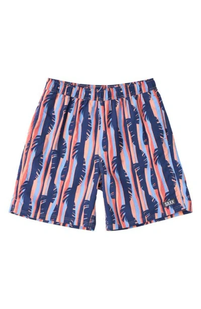 Saxx Go Coastal 2-in-1 Volley 7-inch Swim Trunks In Multi