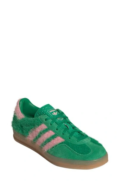 Adidas Originals Gazelle Indoor Suede-trimmed Brushed-knit Sneakers In Green
