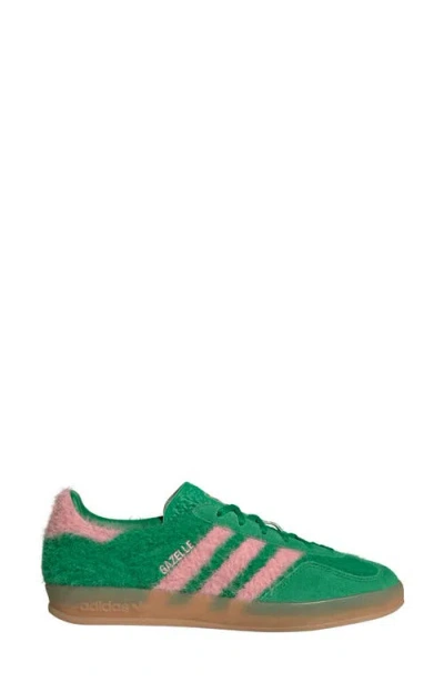 Adidas Originals Gazelle Indoor Suede-trimmed Brushed-knit Sneakers In Green