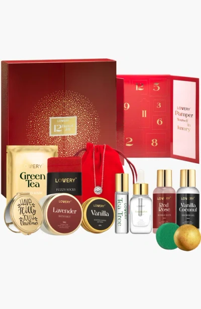 Lovery 12-pc. Advent Calendar Bath & Body Gift Set In Red