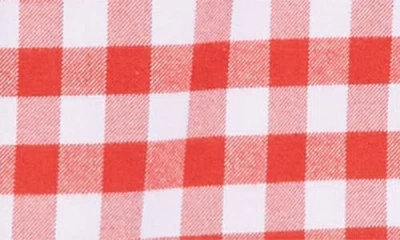 Thom Browne 4-bar Gingham Check Flannel Crop Button-up Shirt In Red