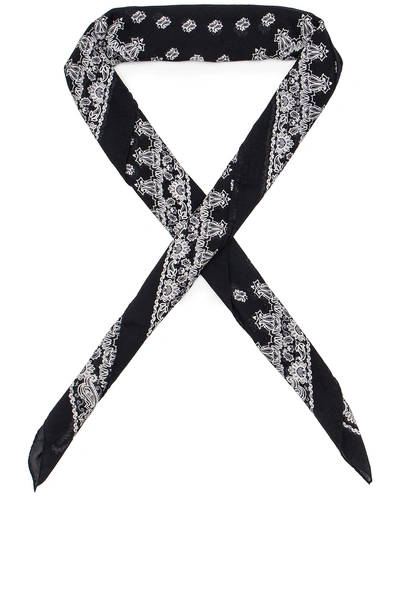 Saint Laurent Bandana Scarf In Black, Floral. In Black & White
