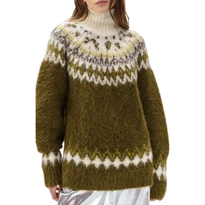 Rag & Bone Beth Oversize Fair Isle Alpaca Blend Turtleneck Sweater In Brown
