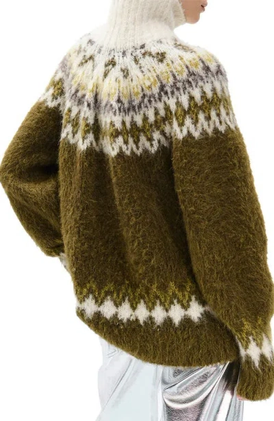 Rag & Bone Beth Oversize Fair Isle Alpaca Blend Turtleneck Sweater In Brown