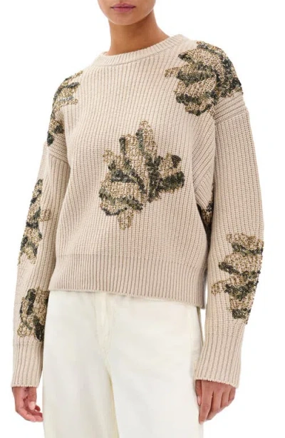 Rag & Bone Julie Sequin Detail Wool Sweater In Neutral