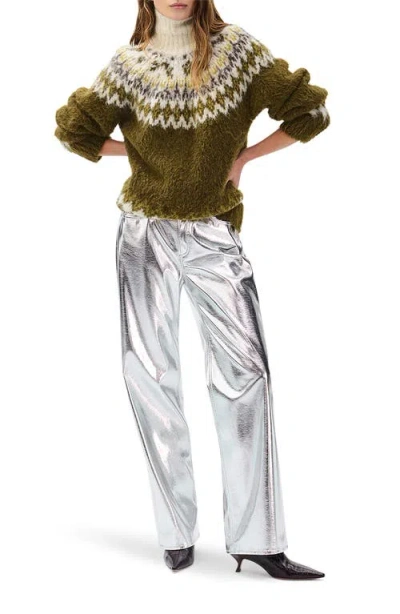 Rag & Bone Beth Oversize Fair Isle Alpaca Blend Turtleneck Sweater In Brown