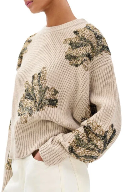 Rag & Bone Julie Sequin Detail Wool Sweater In Neutral