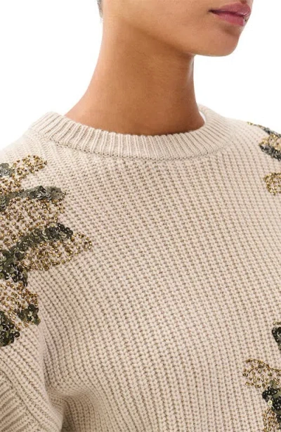 Rag & Bone Julie Sequin Detail Wool Sweater In Neutral