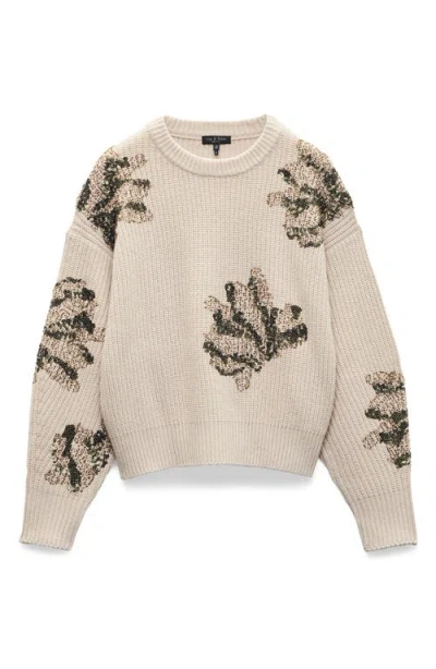 Rag & Bone Julie Sequin Detail Wool Sweater In Neutral