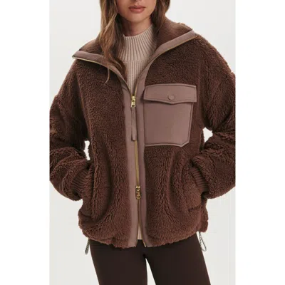 Varley Womens Lowell Sherpa Fleece Jacket Carafe In Brown