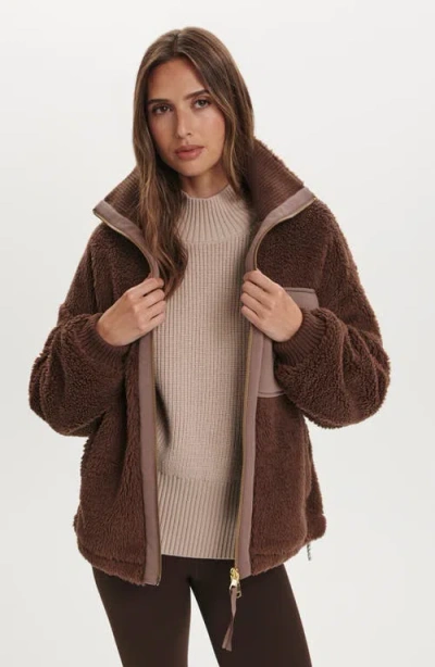 Varley Womens Lowell Sherpa Fleece Jacket Carafe In Brown