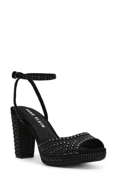 Anne Klein Women's Vanna-p Embellished Block Heel Dress Sandals In Black