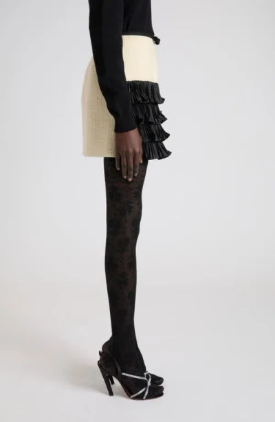 Valentino Ruffled Taffeta-trimmed Wool-blend Tweed Mini Skirt In Multi