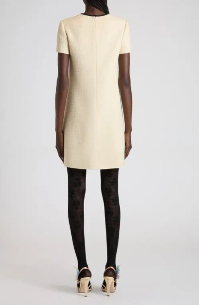Valentino Bow Detail Virgin Wool Blend Tweed Minidress In Neutral