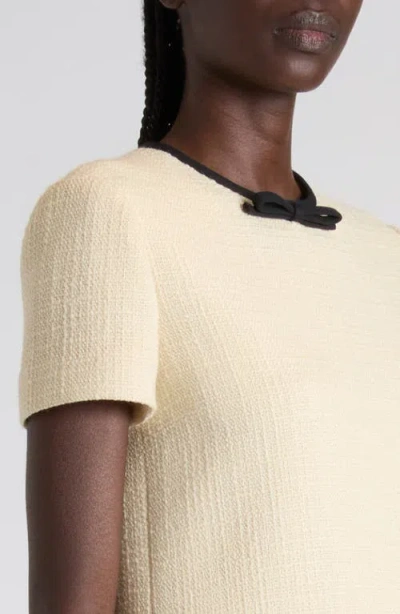 Valentino Bow Detail Virgin Wool Blend Tweed Minidress In Neutral
