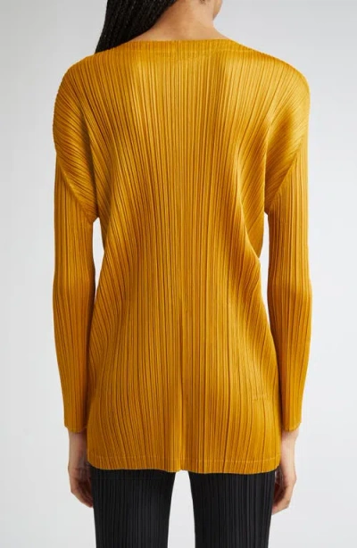 Issey Miyake Pleats Please  Monthly Colors September Pleated Longline Zip Jacket In Orange