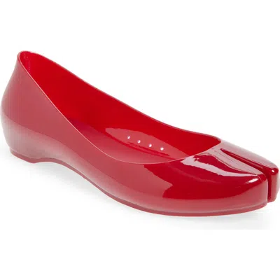 Jeffrey Campbell Fixed Split Toe Jelly Flat In Red