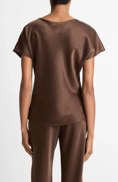 Vince Womens Espresso V-neck Relaxed-fit Woven Blouse Xs In Brown