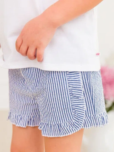 Rufflebutts Girls Seersucker Ruffle Trim Woven Shorts In Multi