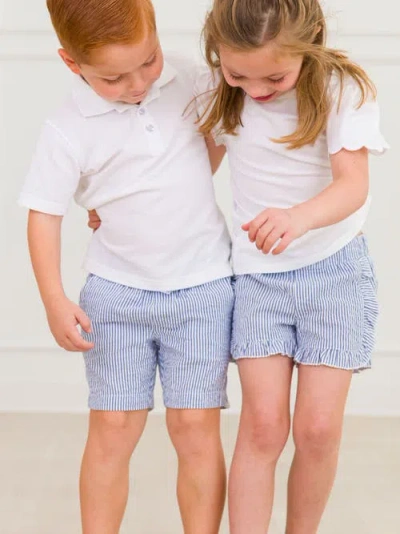 Rufflebutts Girls Seersucker Ruffle Trim Woven Shorts In Multi