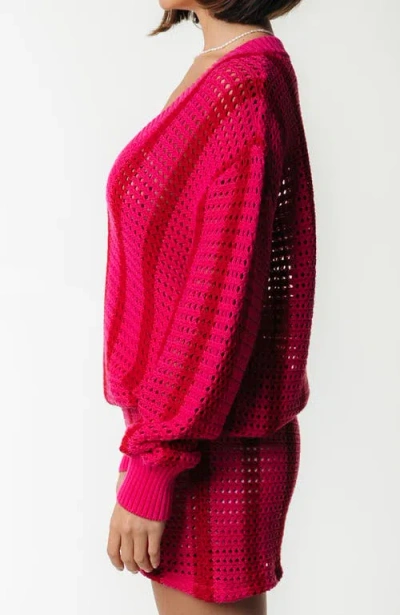 Colourful Rebel Nolita Crochet Stripe Short In Red