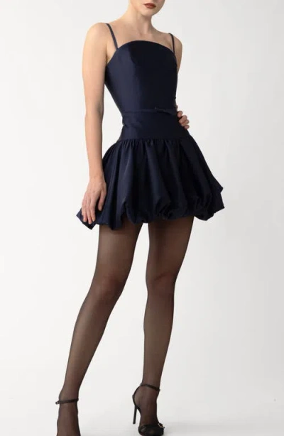 Sau Lee Maddie Bubble Hem Satin Cocktail Dress In Blue