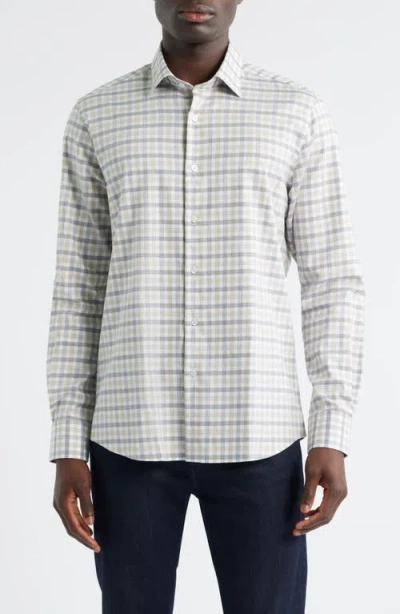 Scott Barber Regular Fit Check Mélange Cotton Gingham Button-up Shirt In White