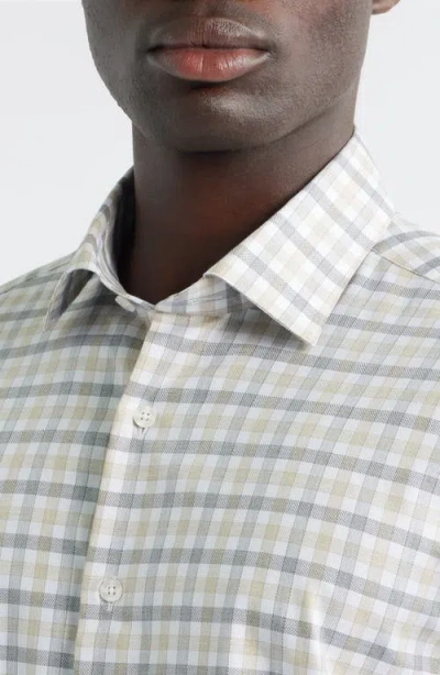 Scott Barber Regular Fit Check Mélange Cotton Gingham Button-up Shirt In White