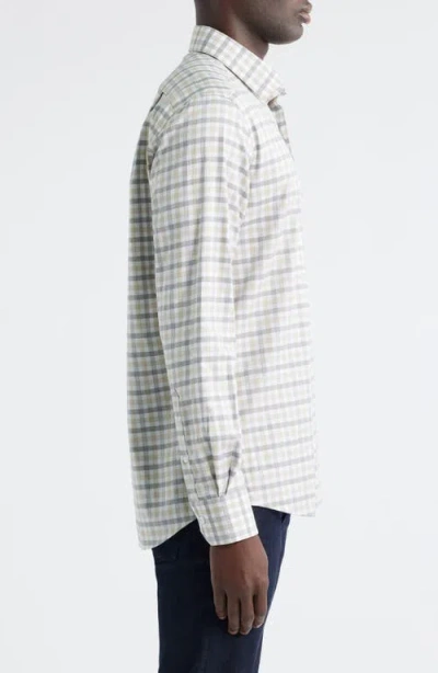 Scott Barber Regular Fit Check Mélange Cotton Gingham Button-up Shirt In White