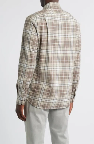 Scott Barber Weekend Regular Fit Heathered Plaid Cotton Button-up Shirt In Gray