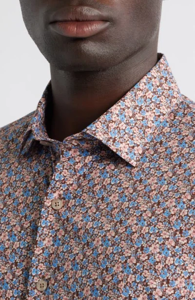 Scott Barber Canclini Regular Fit Floral Cotton Button-up Shirt In Pink
