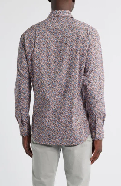 Scott Barber Canclini Regular Fit Floral Cotton Button-up Shirt In Pink