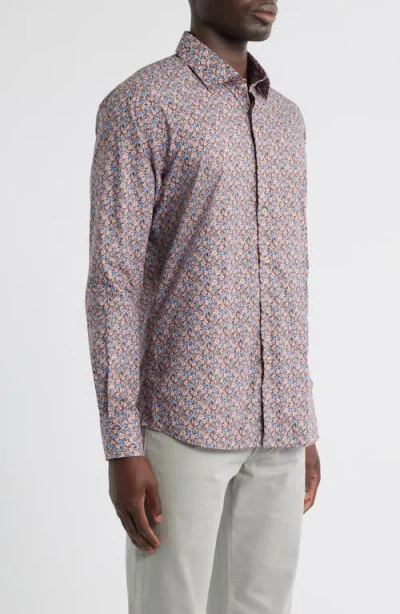Scott Barber Canclini Regular Fit Floral Cotton Button-up Shirt In Pink