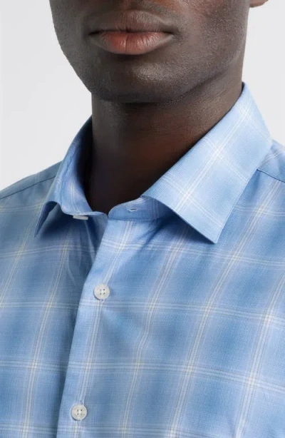Scott Barber Canclini Regular Fit Plaid Cotton Poplin Button-up Shirt In Blue