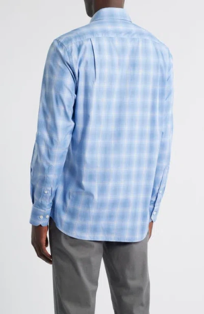 Scott Barber Canclini Regular Fit Plaid Cotton Poplin Button-up Shirt In Blue