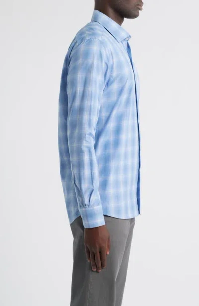Scott Barber Canclini Regular Fit Plaid Cotton Poplin Button-up Shirt In Blue