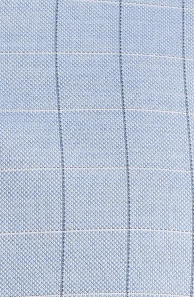 Scott Barber Regular Fit Windowpane Check Mélange Cotton Dobby Button-up Shirt In Blue