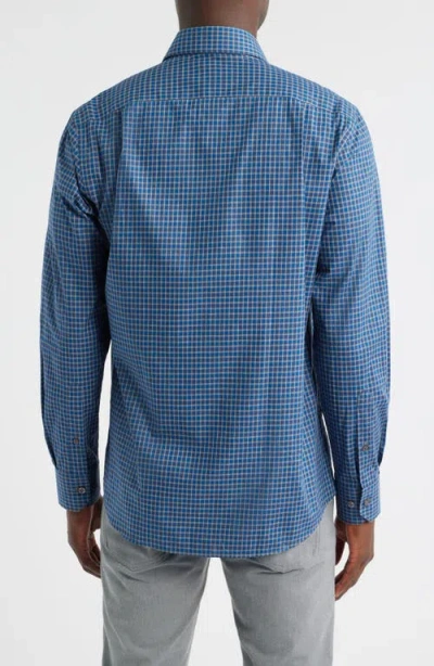 Scott Barber Regular Fit Check Cotton Mélange Button-up Shirt In Blue
