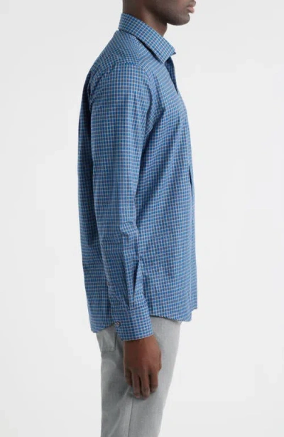 Scott Barber Regular Fit Check Cotton Mélange Button-up Shirt In Blue