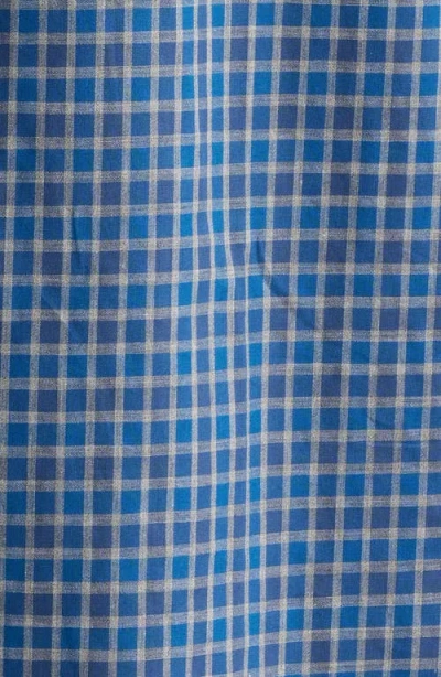 Scott Barber Regular Fit Check Cotton Mélange Button-up Shirt In Blue