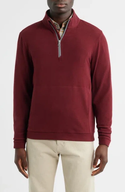 Scott Barber Mock Neck Stretch Fleece Half Zip Pullover In Burgundy