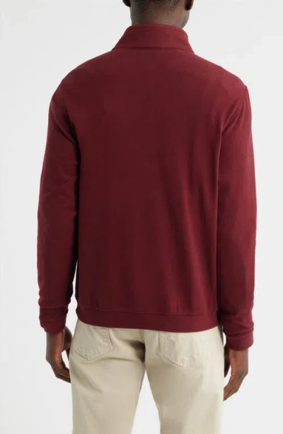 Scott Barber Mock Neck Stretch Fleece Half Zip Pullover In Burgundy